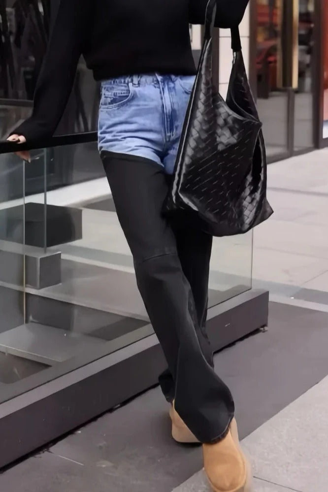 Washed Patchwork Slim Denim Jean