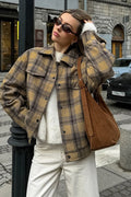 Vintage Loose Checked Wool Coat