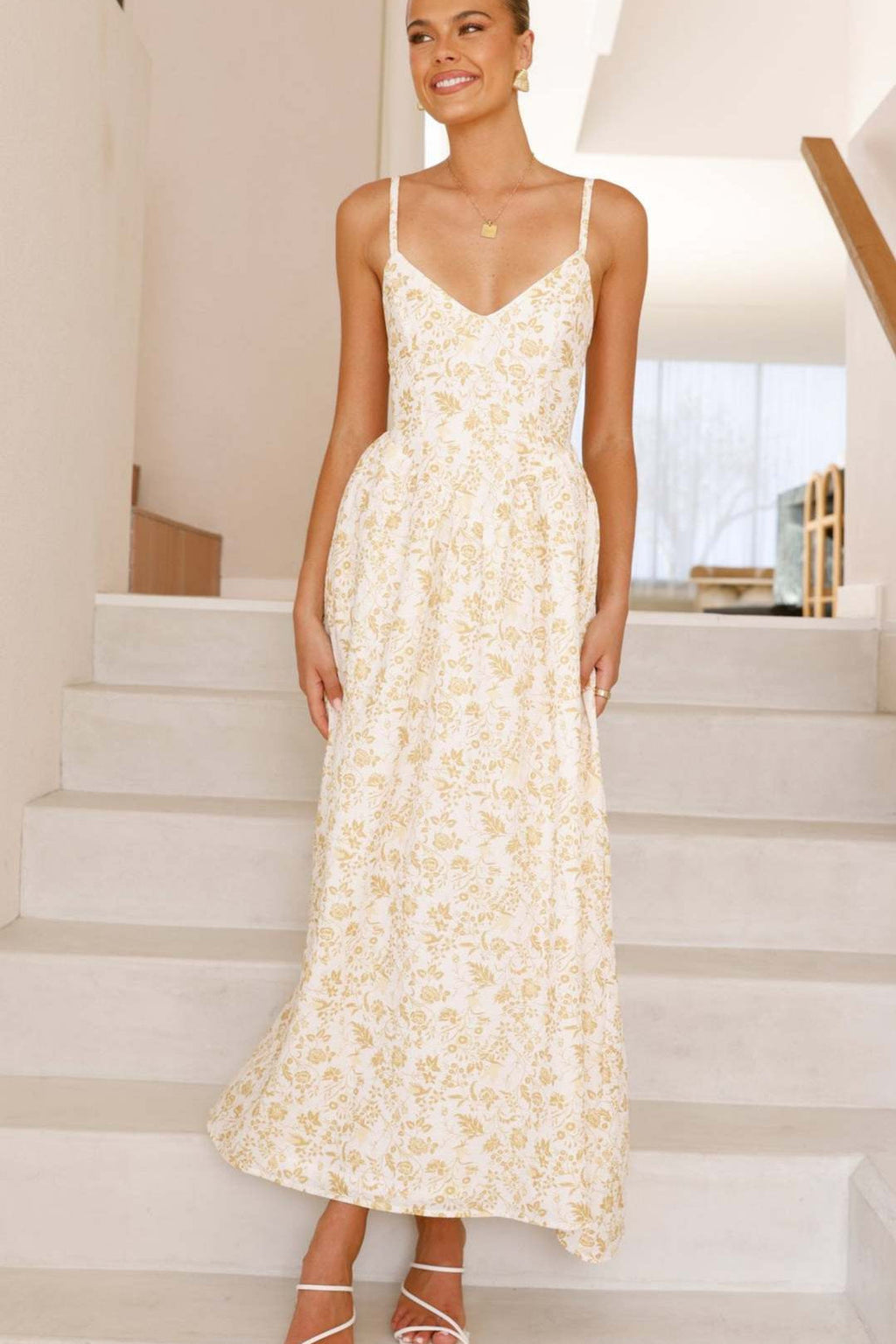 Backless Strap Floral Dress