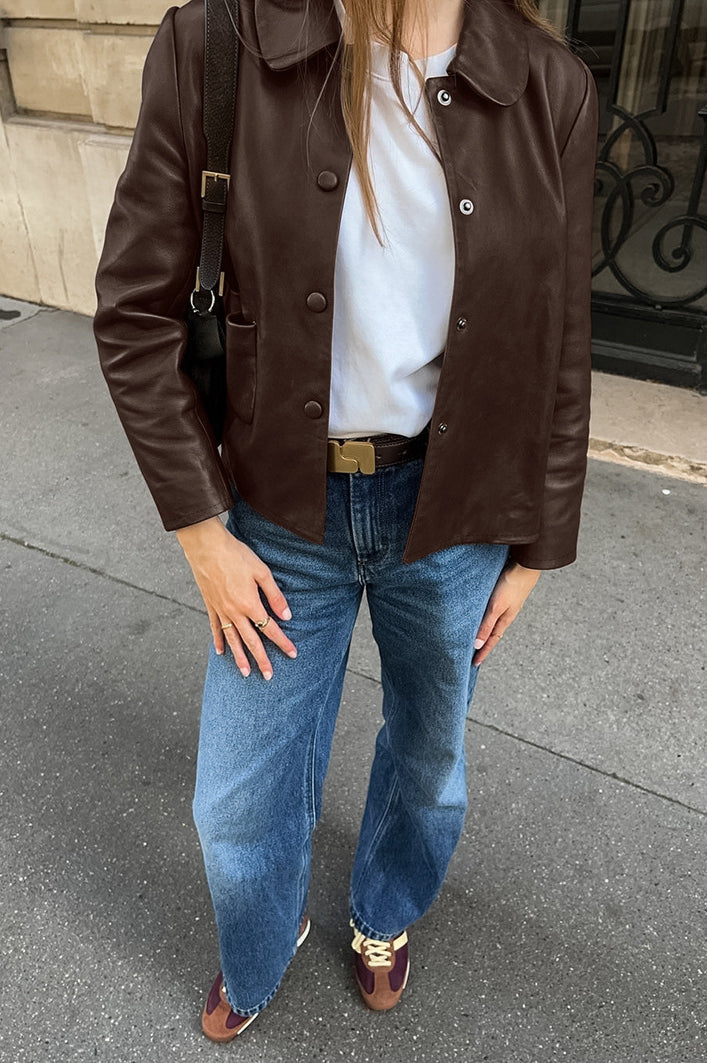 Classic Brown PU Cropped Coat