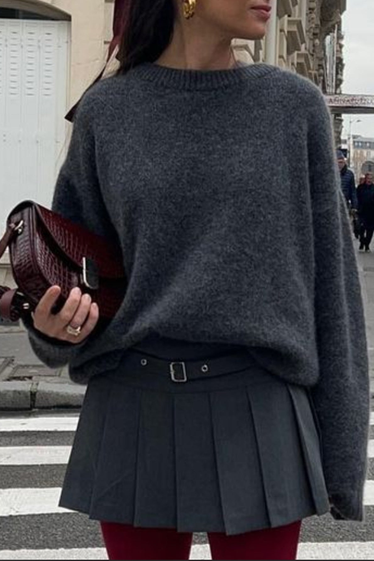 Plain Ribbed Long Sleeve Knit Sweater