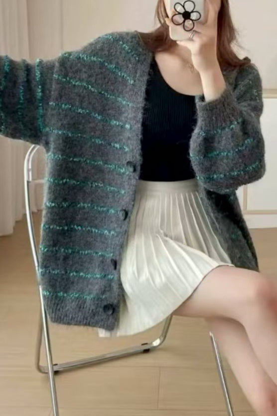 Plus Size Striped Knit Sweater