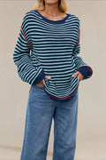 Striped Crew Neck Knitted Sweater