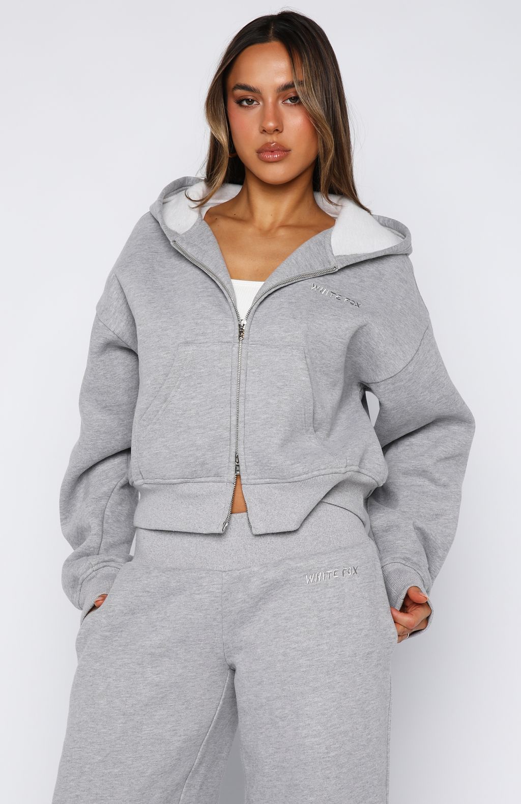 Come A Long Way Boxy Grey Marle Hoodie