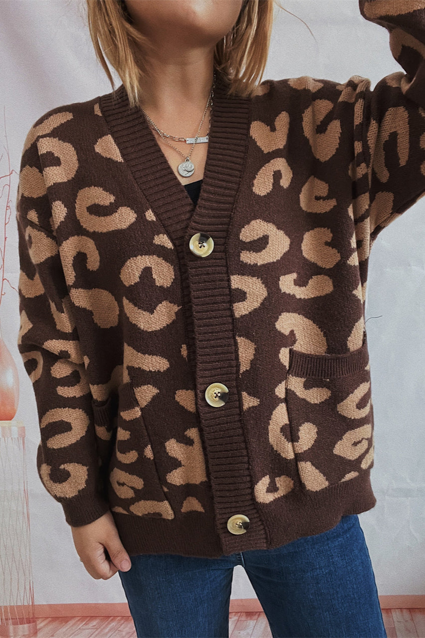 Casual Leopard Long-Sleeve Cardigan