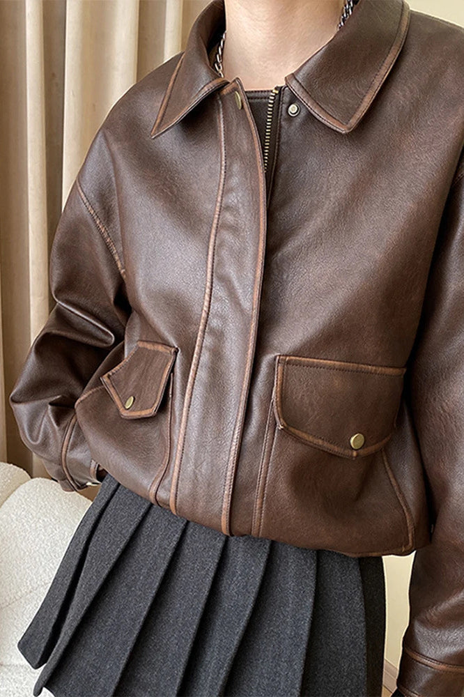 Retro Modern Oversized Leather Coat