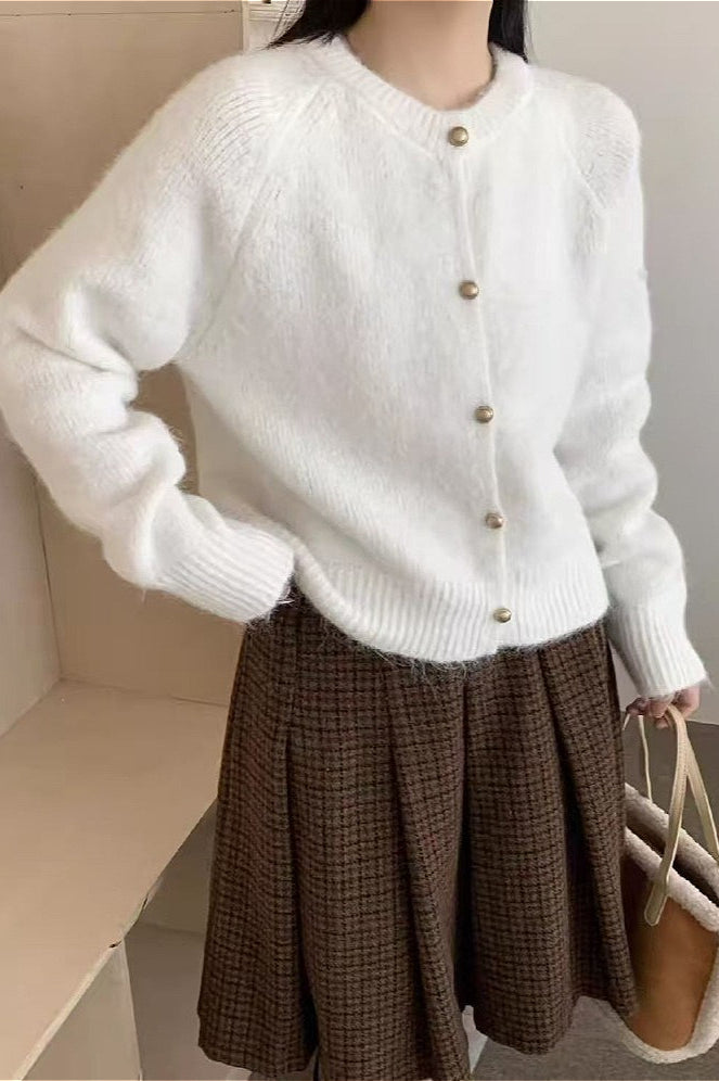 Loose Gentle Plain Knit Cardigan