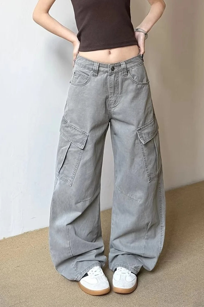 Grey Vintage Wide Leg Cargo Jean