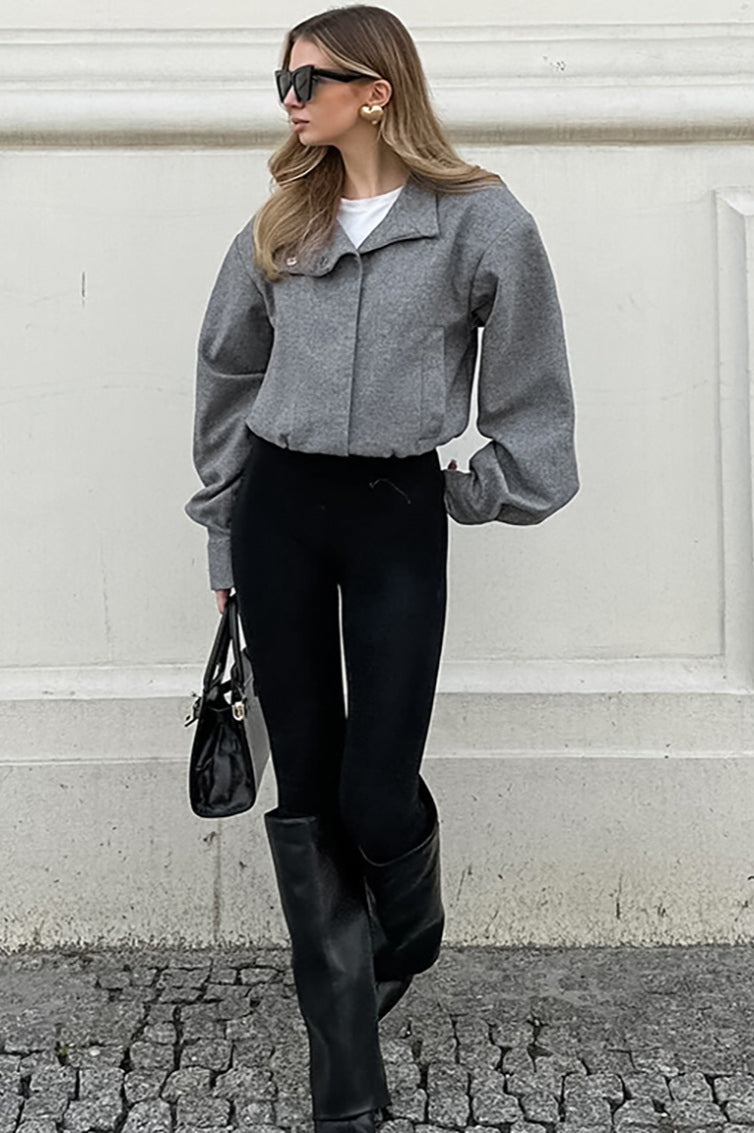 Trendy Grey Wool Mini Coat