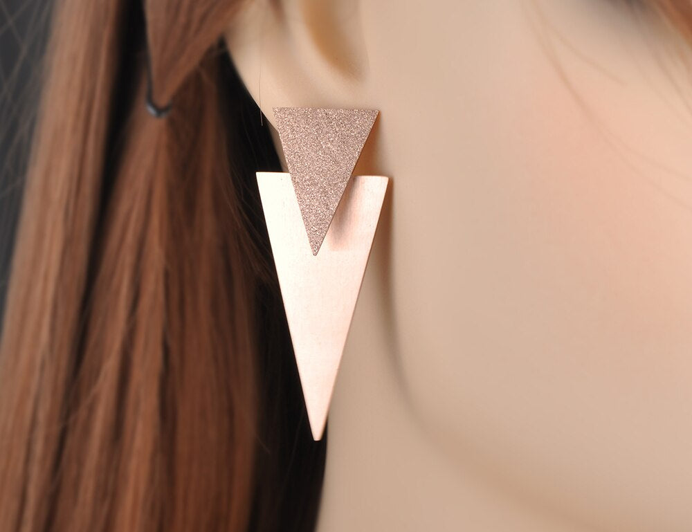 Sparkly Double Triangle Modern Earring
