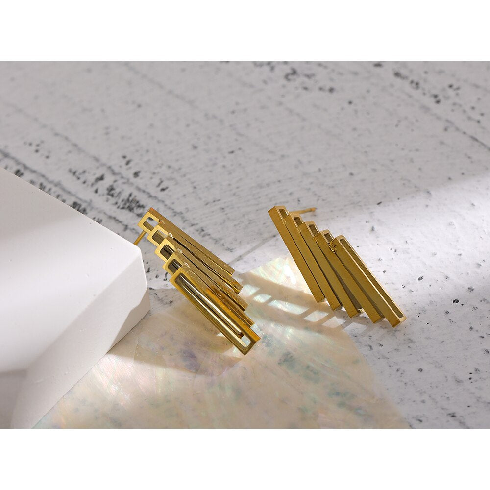 Modern Geometric Harp Earring