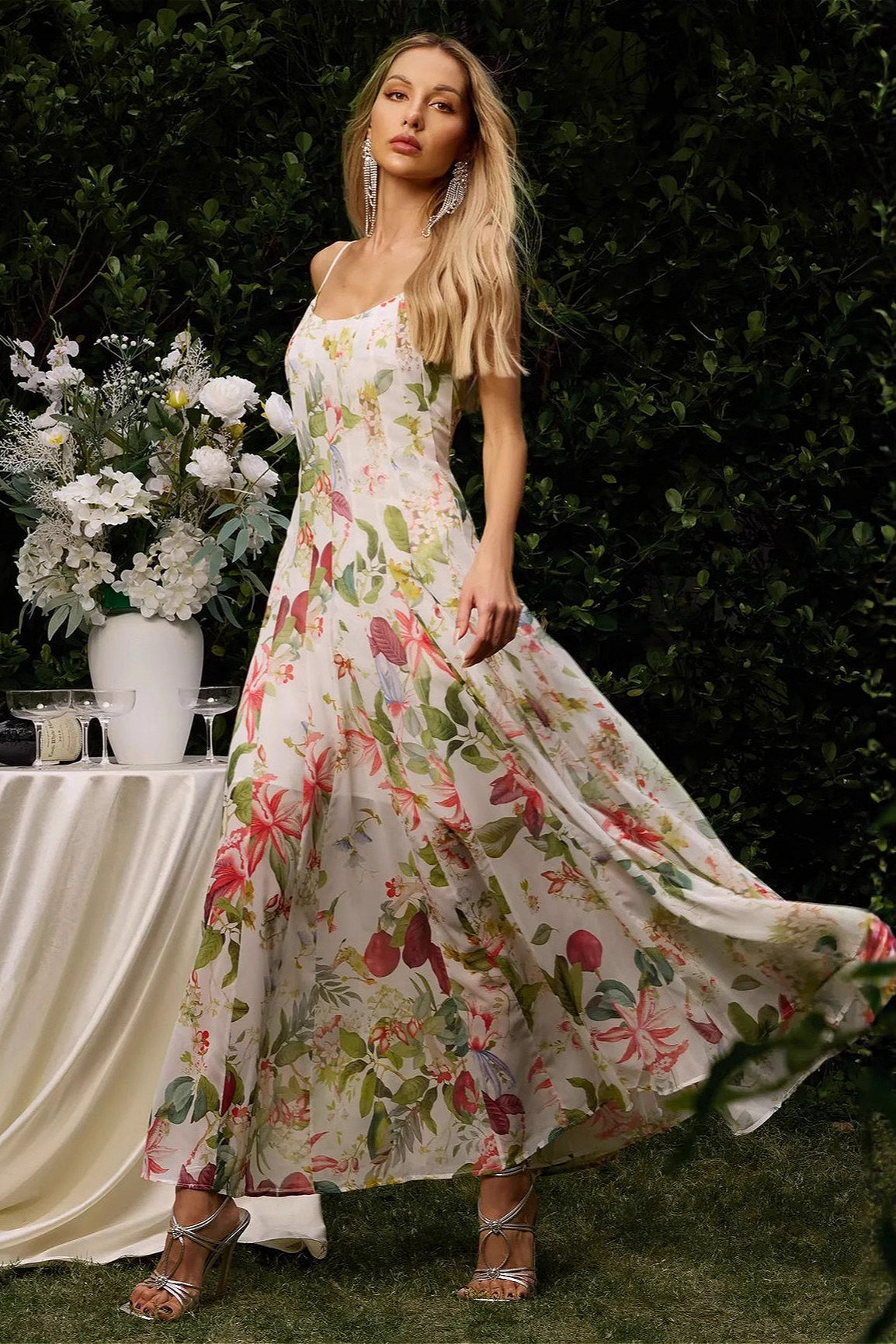 Slim Cami Printed Floral Dress