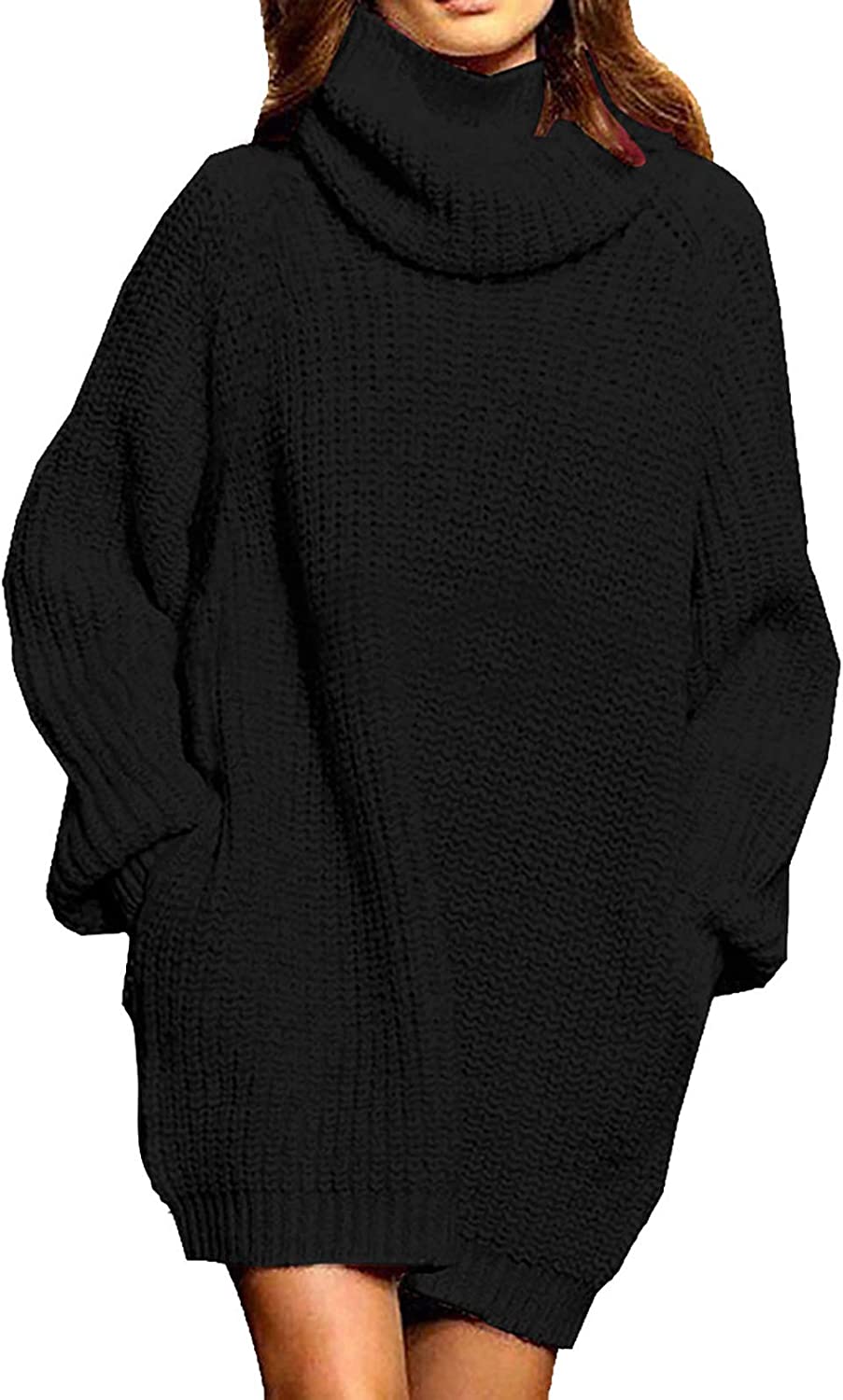 Loose Turtleneck Oversize Pullover Sweater Mini Dress