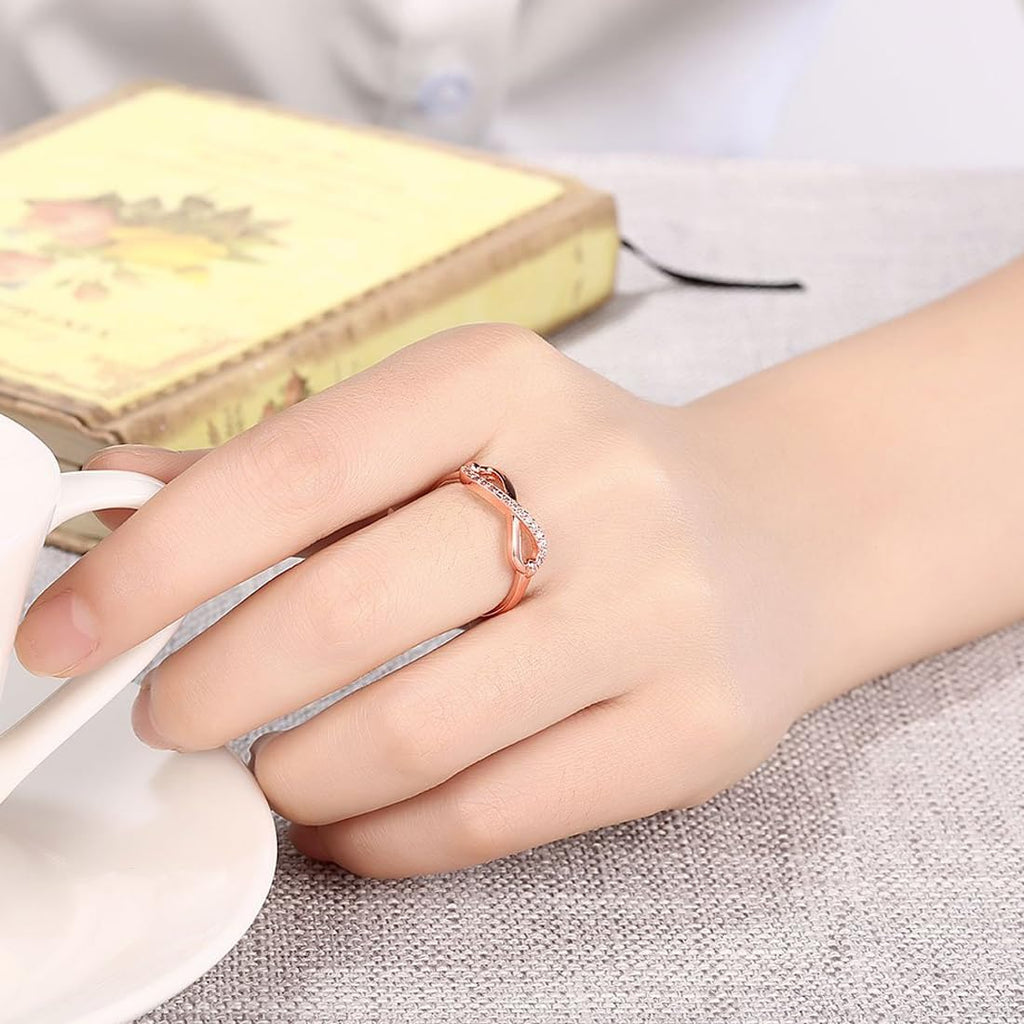 Rose Gold Adjustable Three Piece Crystal Ring