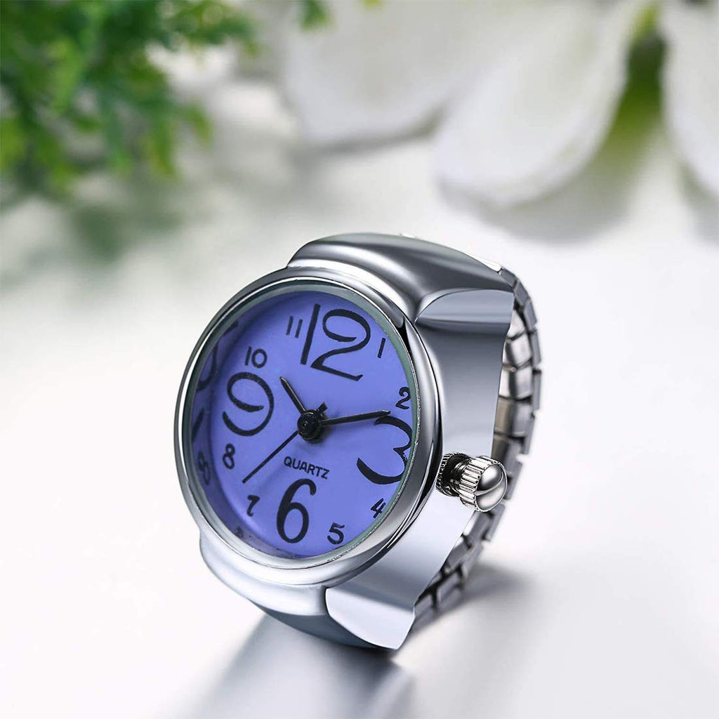 Purple Dial Stainless Steel Watch Ring