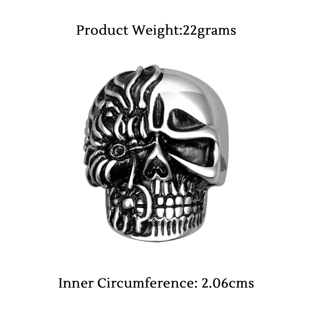 Silver Oxidised Men Biker Stainless Ring