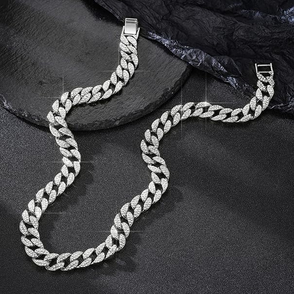 Silver Crystal Link Chain Necklace