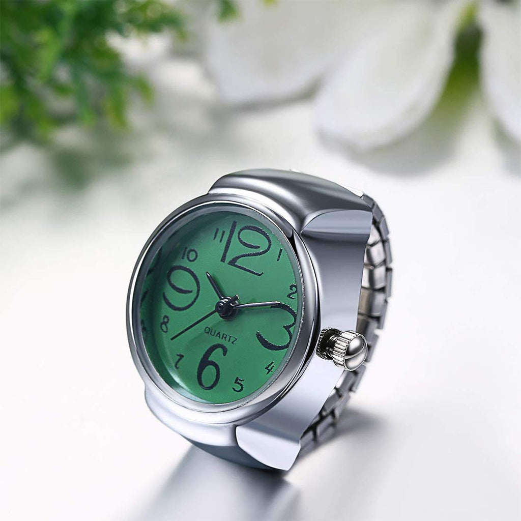 Green Dial Stainless Steel Watch Ring