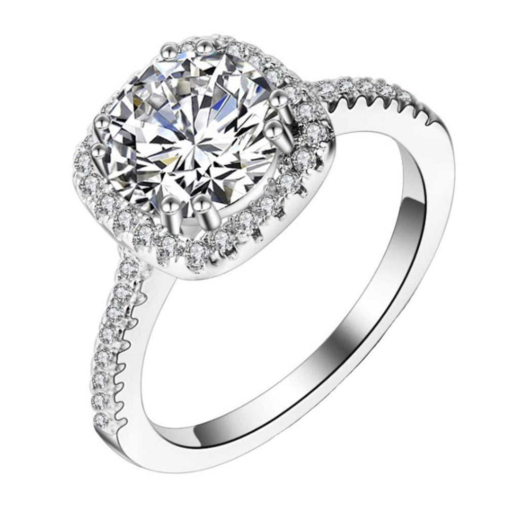 Silver Plated Sparkling Crystal Adjustable Ring