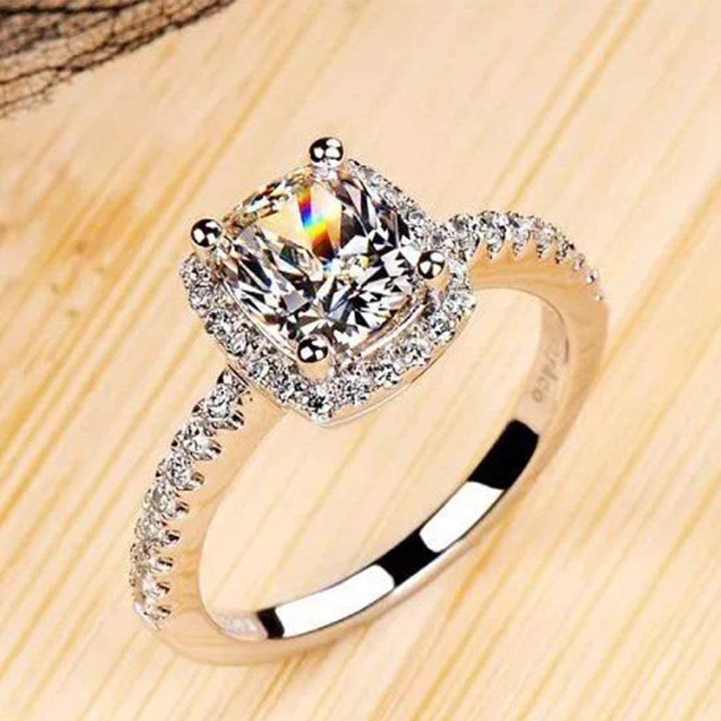 Silver Plated Sparkling Crystal Adjustable Ring