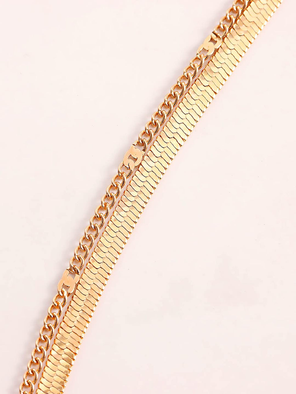 Layered Beaded Gold Chain Necklace