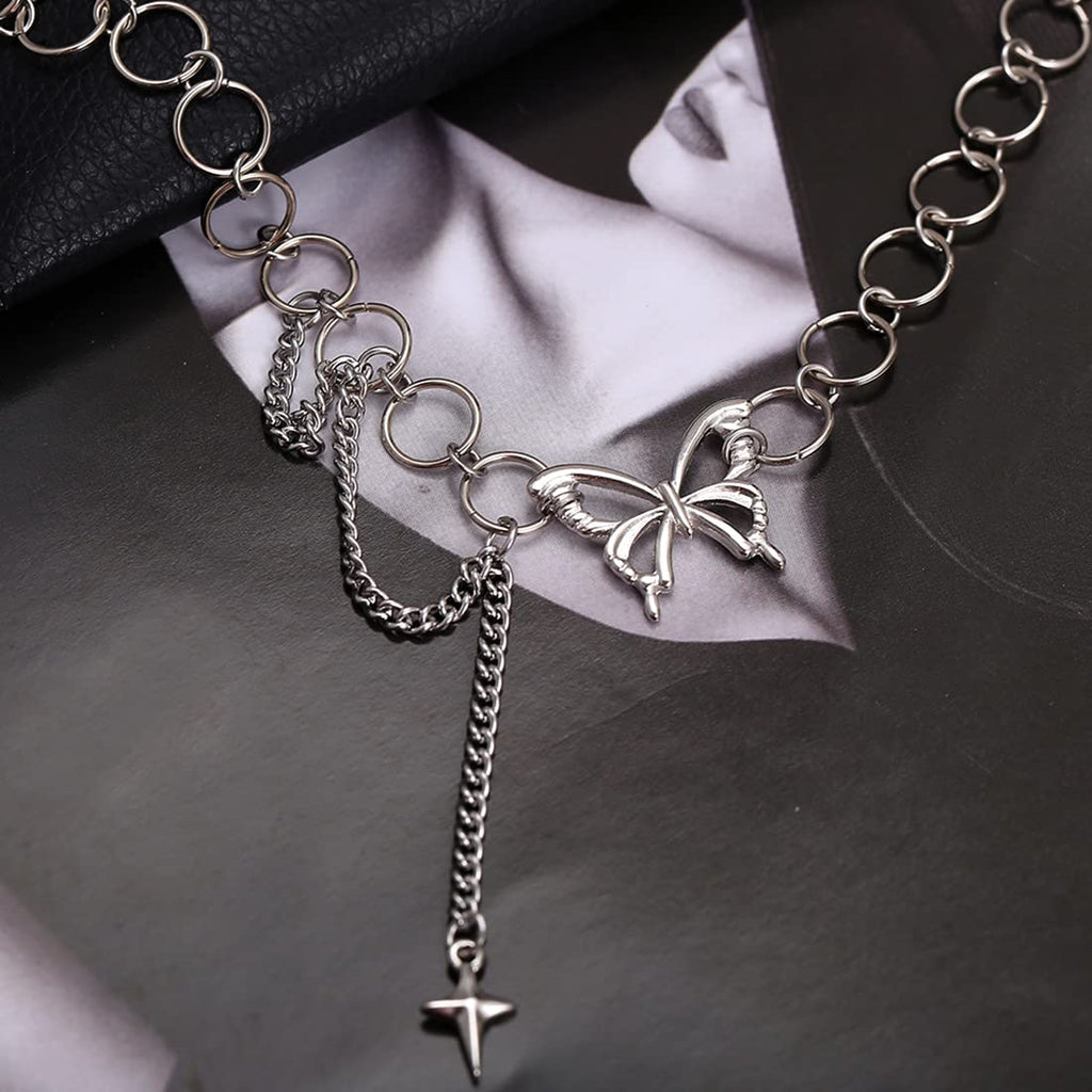 Silver Butterfly Link Chain Necklace