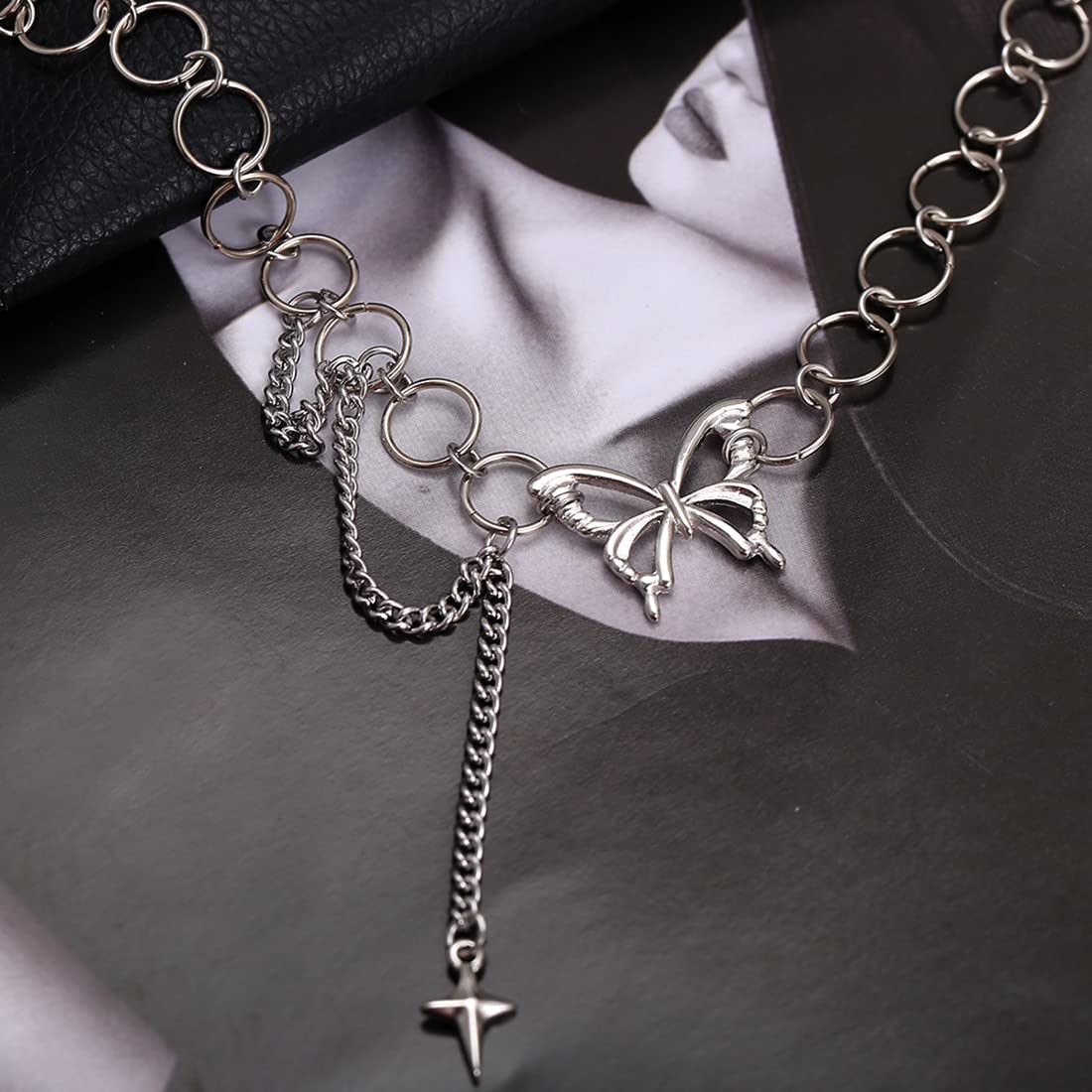 Silver Butterfly Link Chain Necklace