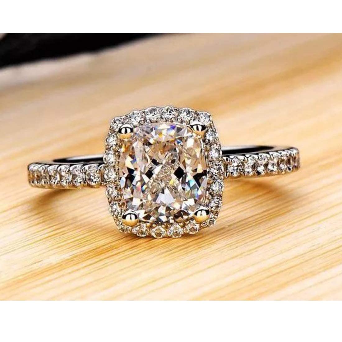 Silver Plated Sparkling Crystal Adjustable Ring