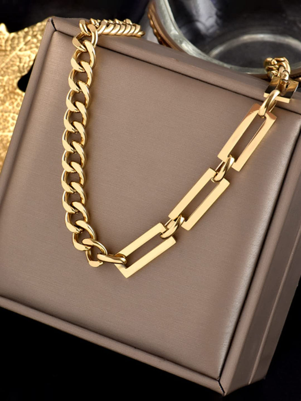 Golden Link Chain Choker Necklace