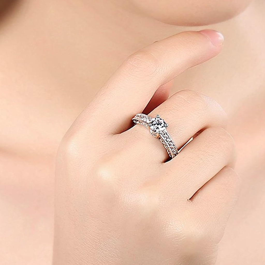 Silver Tone Swarovski Crystal Two Piece Ring