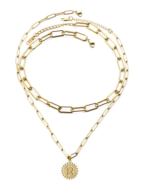 Gold Charm Interlinked Chain Necklace