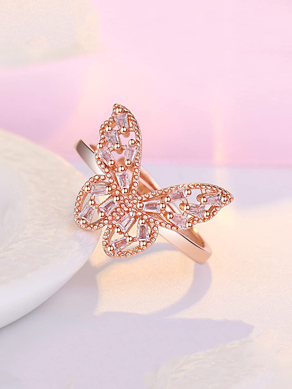 Crystal Butterfly Adjustable Design Ring