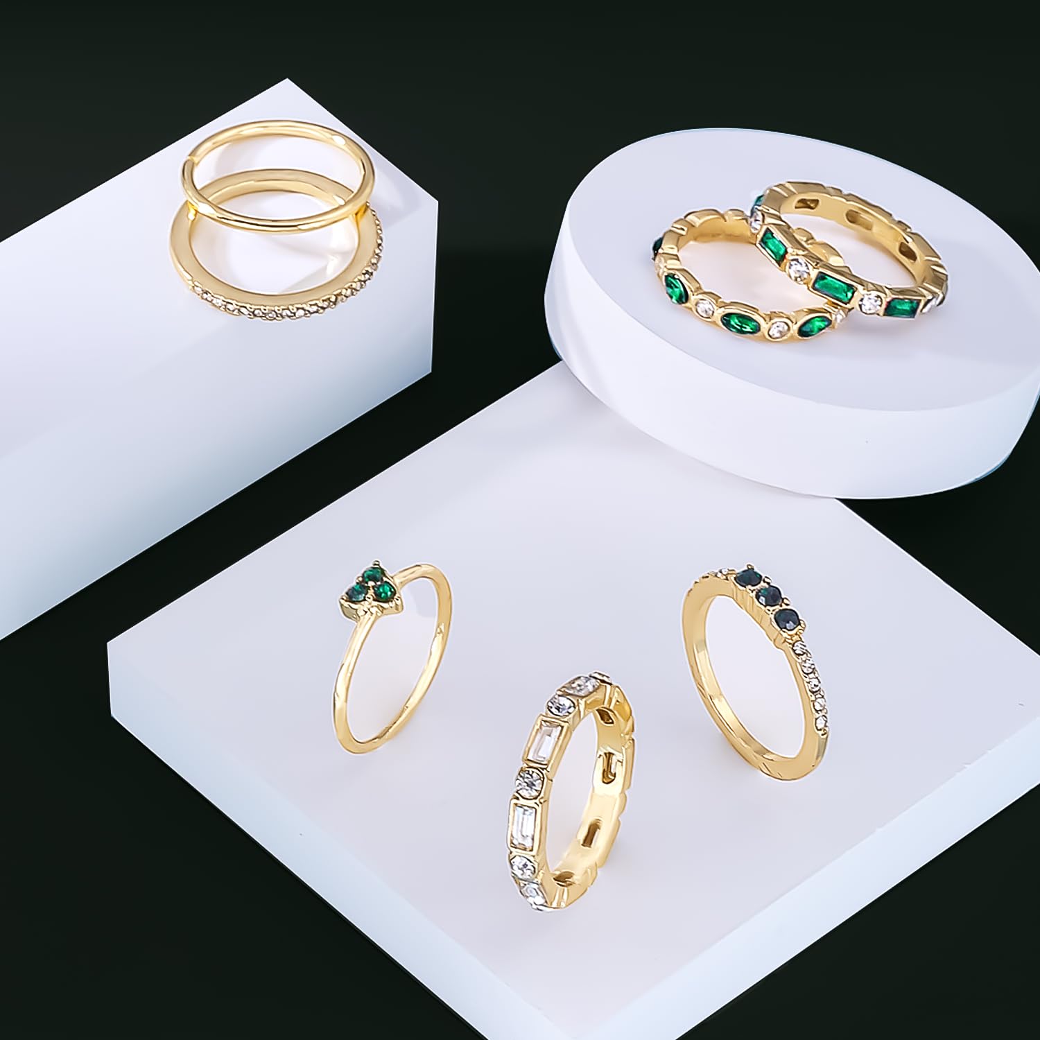 Gold Plated Seven Piece Golden Aesthetic Ring