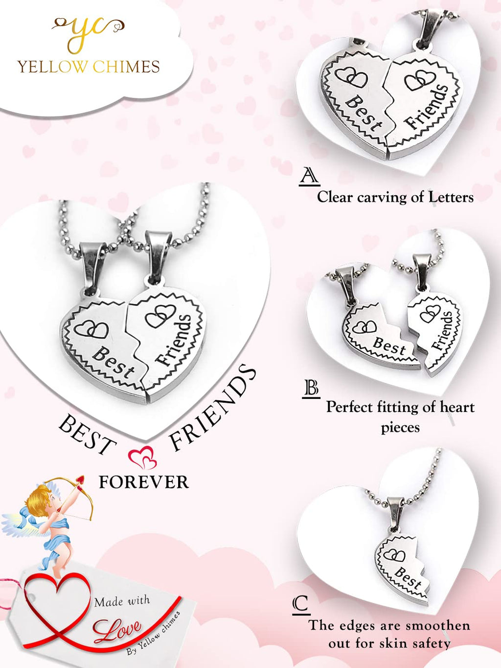 Silver Best Friend Heart Necklace