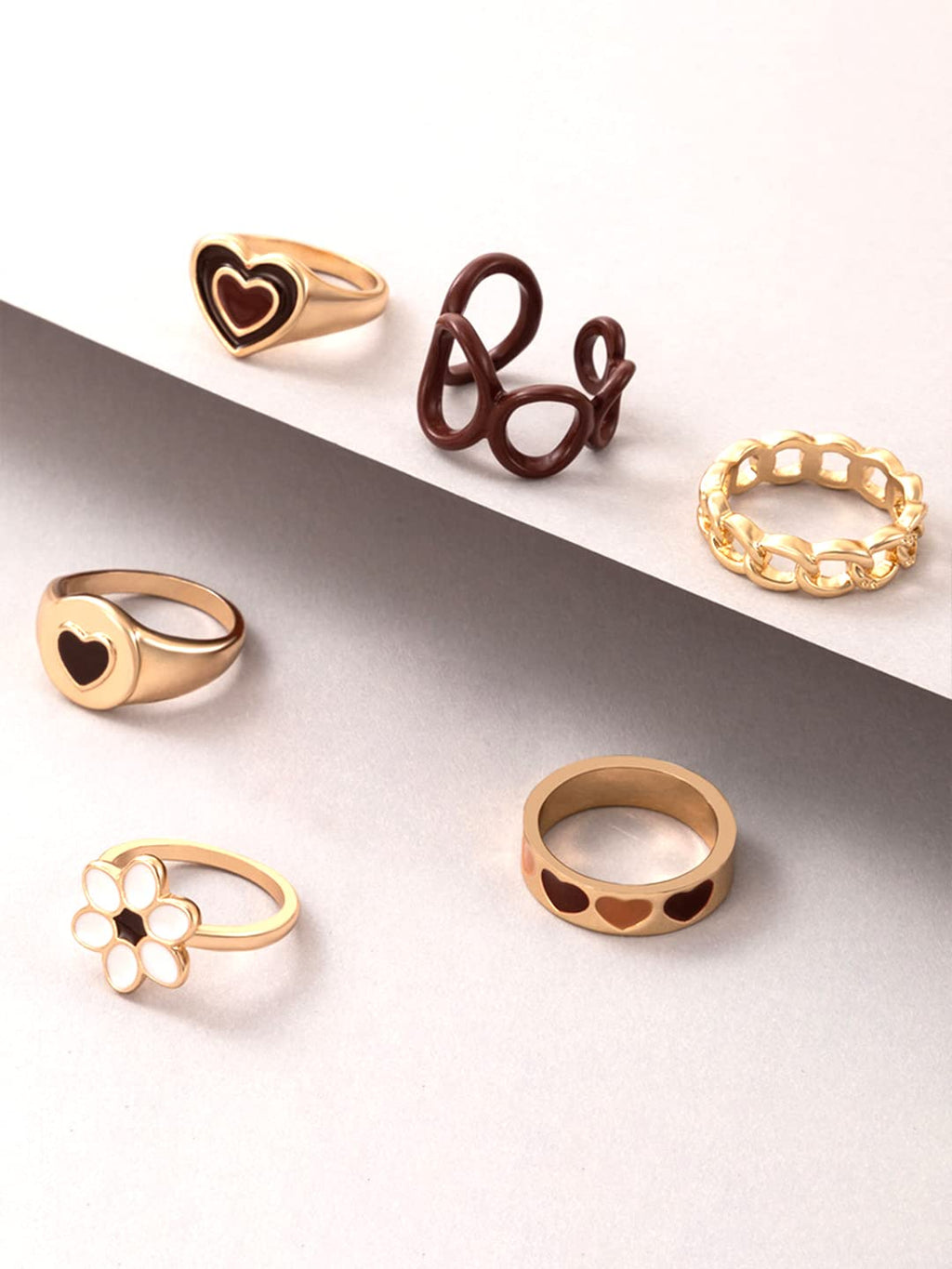 Dual Tone Enamel Multi Design Ring