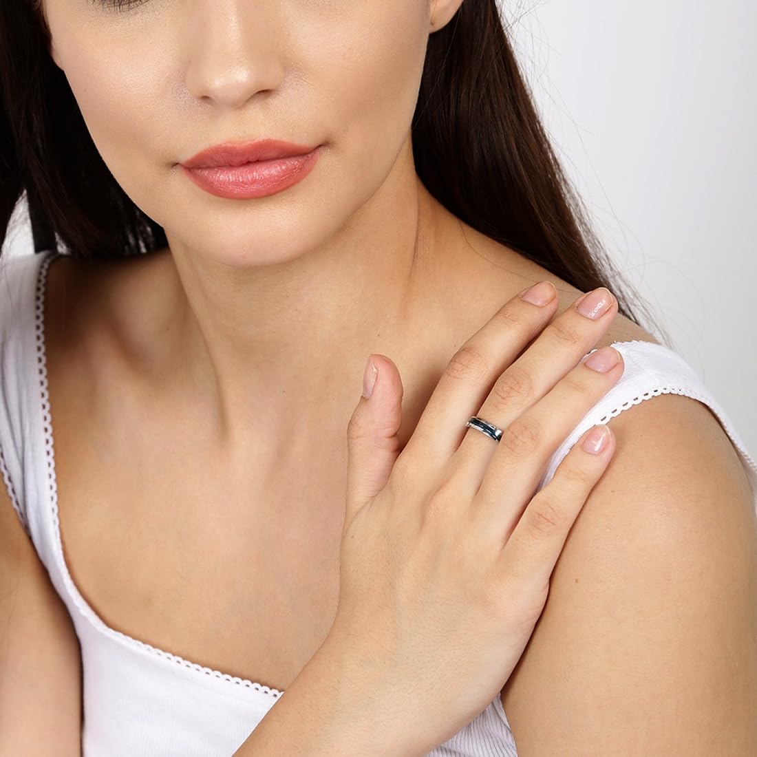 Blue Stainless Steel Love Theme Ring