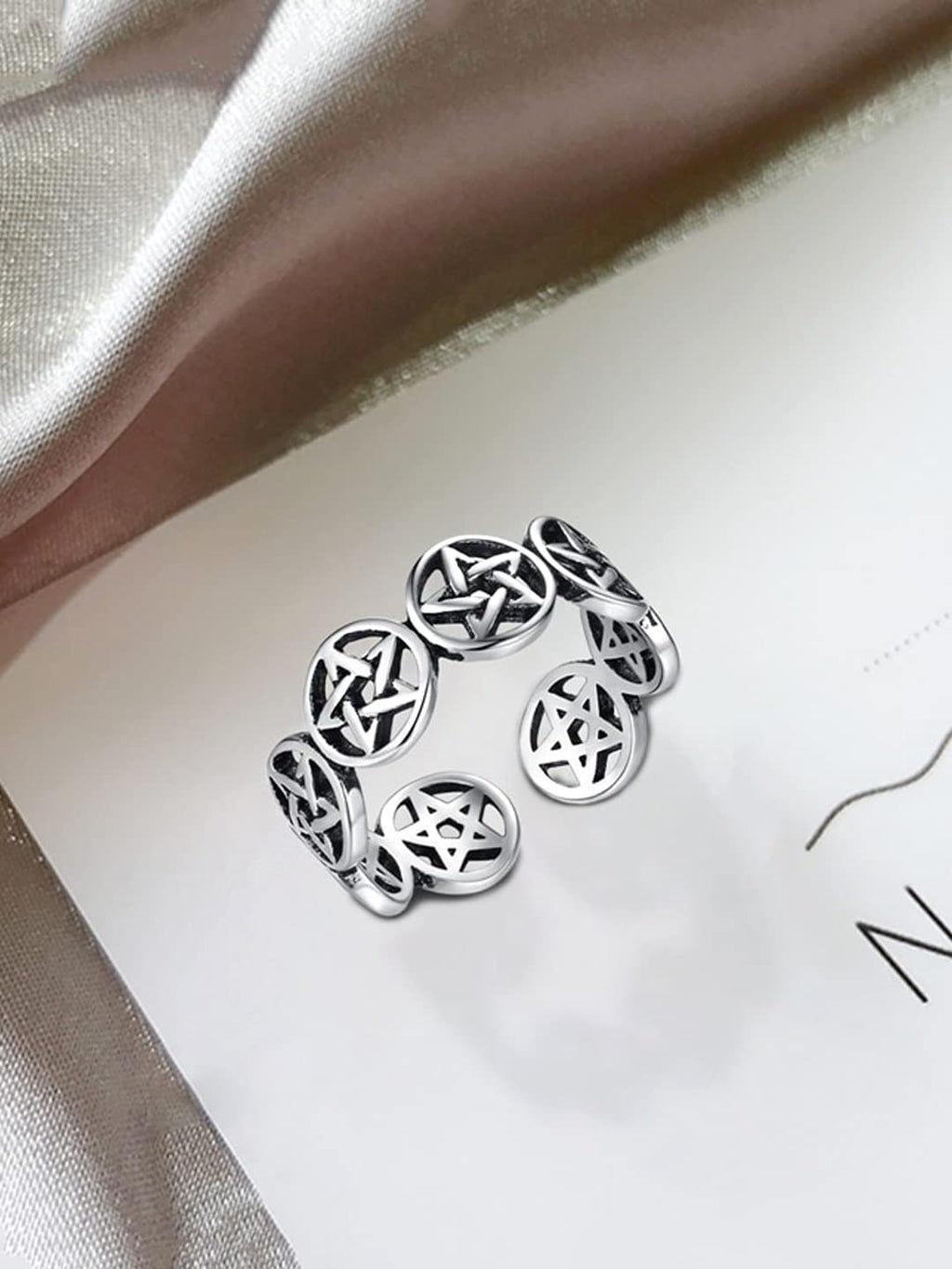 Silver Star Symbol Adjustable Band Ring