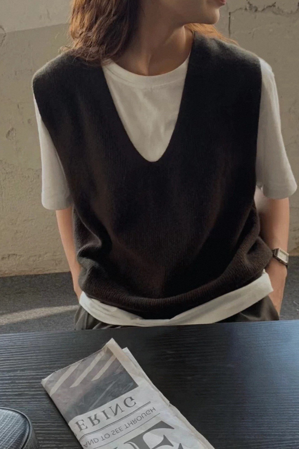 Trendy Sleeveless Knit Sweater