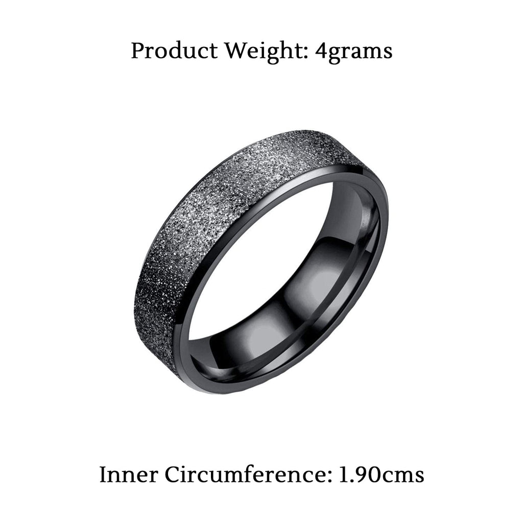 Black Stainless Steel Western Band Ring