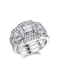 Silver Plated Three Piece Crystal Elegant Ring