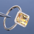 Topaz Stone Square Rhodium Ring