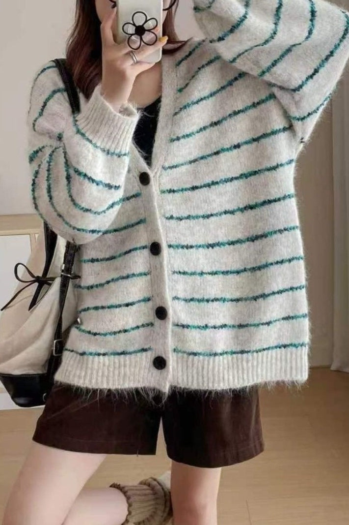 Plus Size Striped Knit Sweater