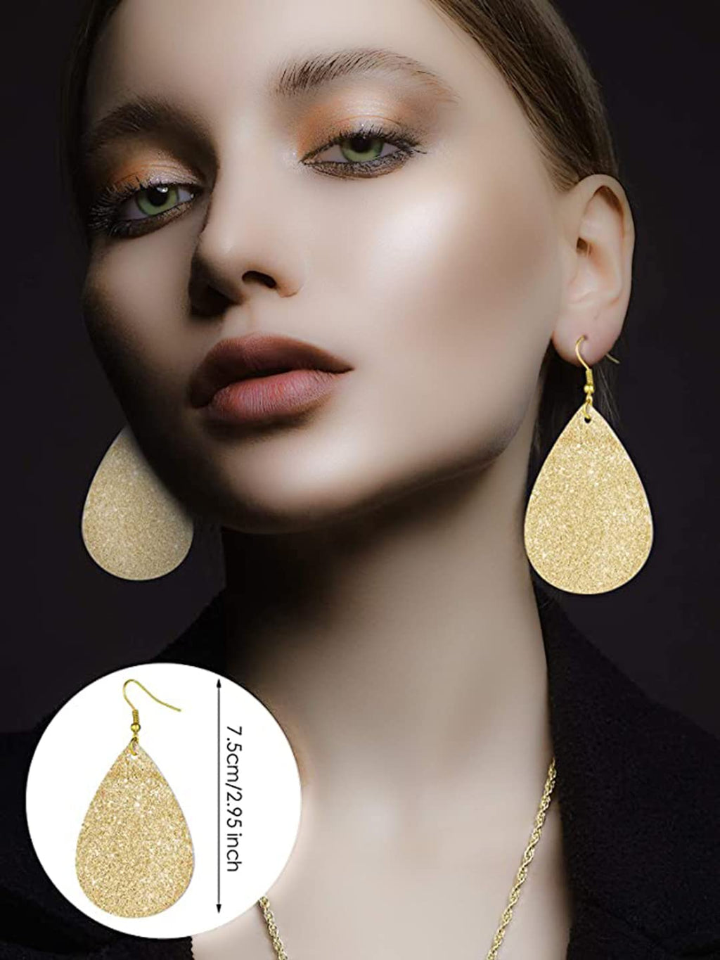 Gold Glitter Long Chain Pendant Necklace