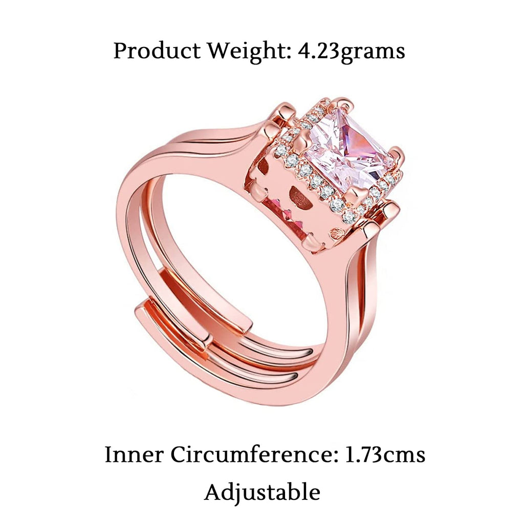 Dual Flip Rose Gold Square Crystal Ring