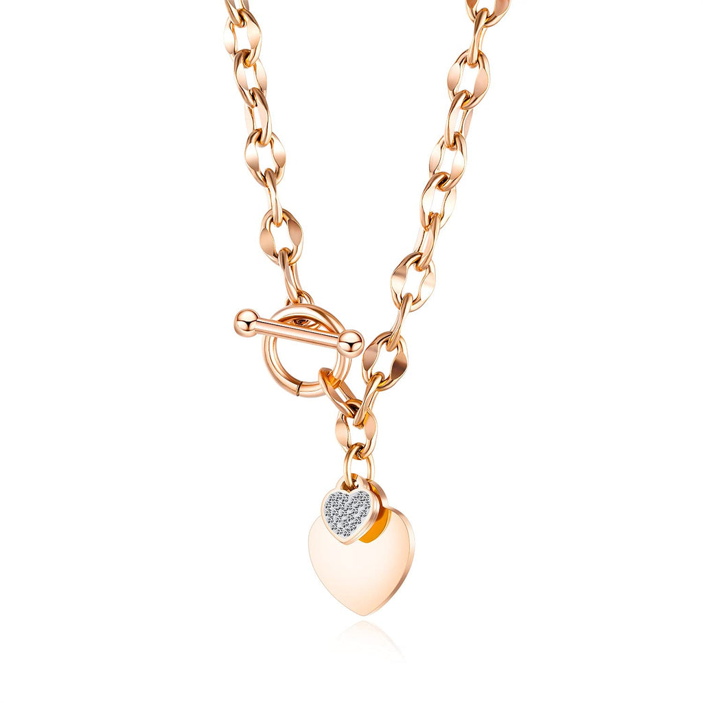 Rose Gold Heart Chain Necklace