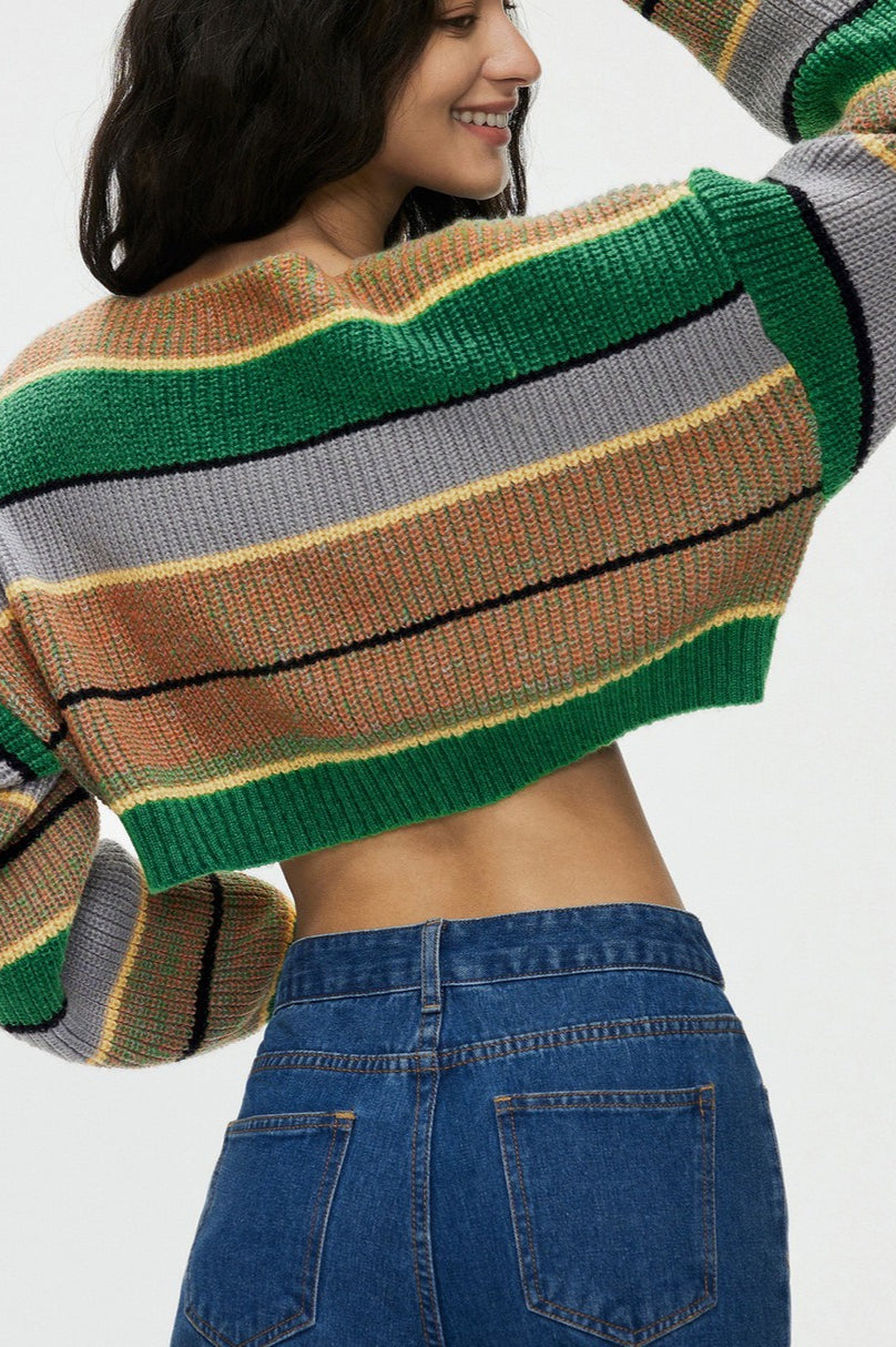 Chic Colorblock Crop Sweater