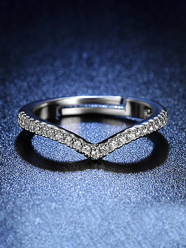Silver Cubic Zircon Valentine Crystal Ring