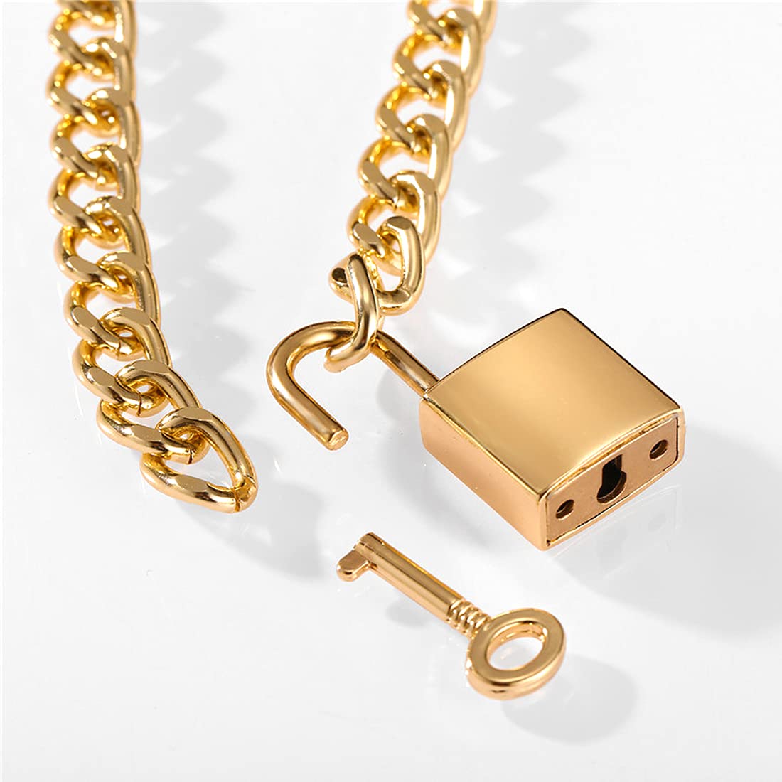 Golden Lock Key Link Chain Necklace