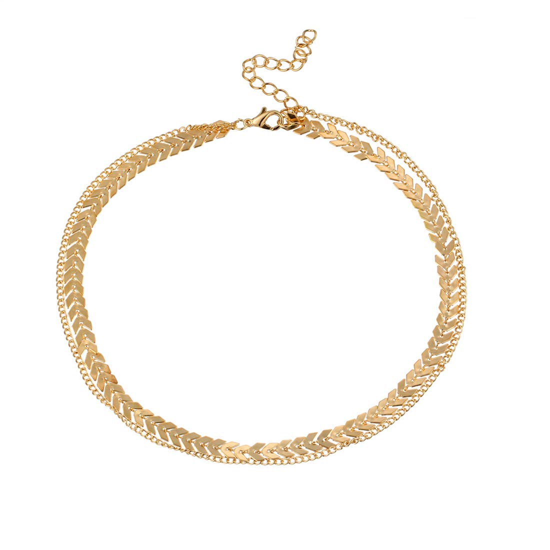 Gold Sequins Fishbone Choker Necklace