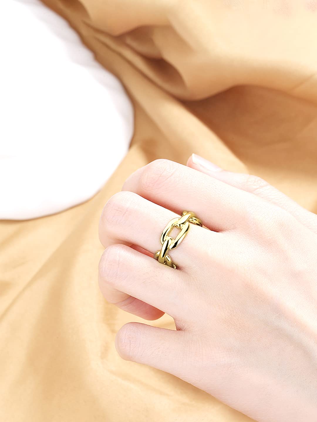 Gold Tone Chain Designed Adjustable Ring